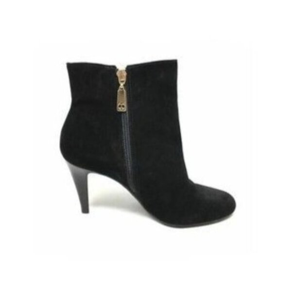 Talbots Leather High Cone Heel  Booties Leopard Calf Hair Bows  ize 10B Black - Picture 4 of 11